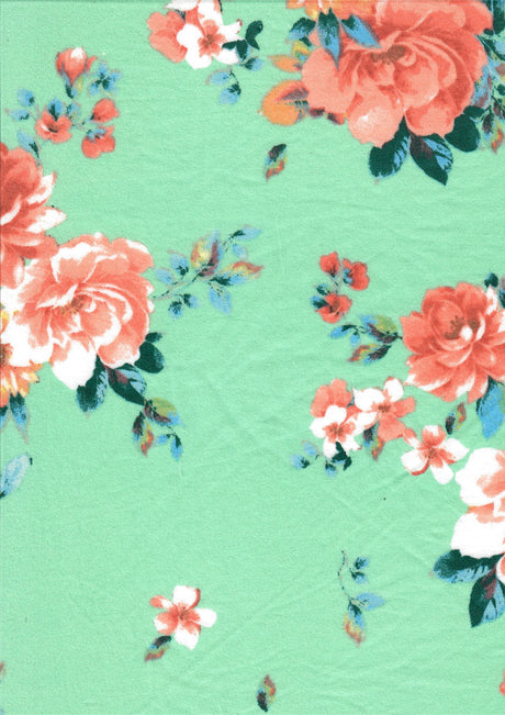 Floral Print Brushed DTY Knit Fabric
