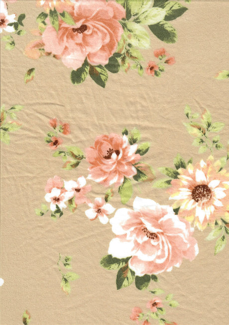 1 Yard Soft Stretch Flowy Texture 58/60" Wide DTY Brushed Floral Print Fabric