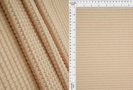 1 Yard Oversize Waffle Solid Knit Fabric 220 GSM, 54/56? Wide Polyester Rayon Spandex Blend