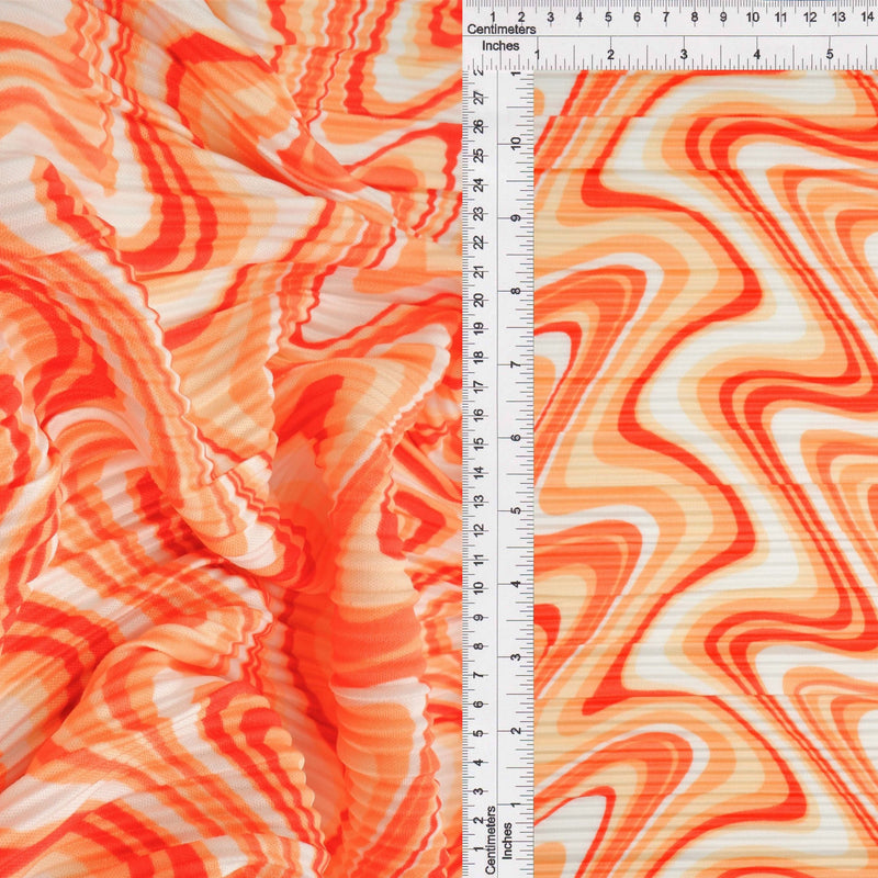 Pleated Geometric Wave Interlock Knit Fabric