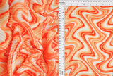 1 Yard Pleated Bodre Interlock Knit Fabric Geo Wave Print 57/58 Inches Wide