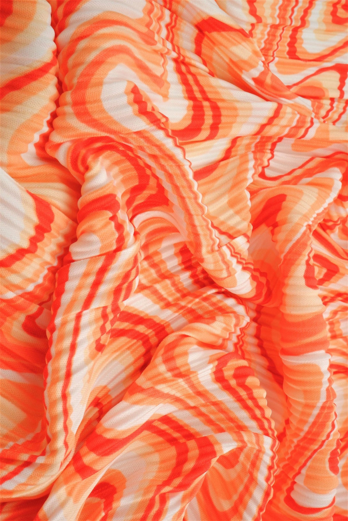 Pleated Geometric Wave Interlock Knit Fabric