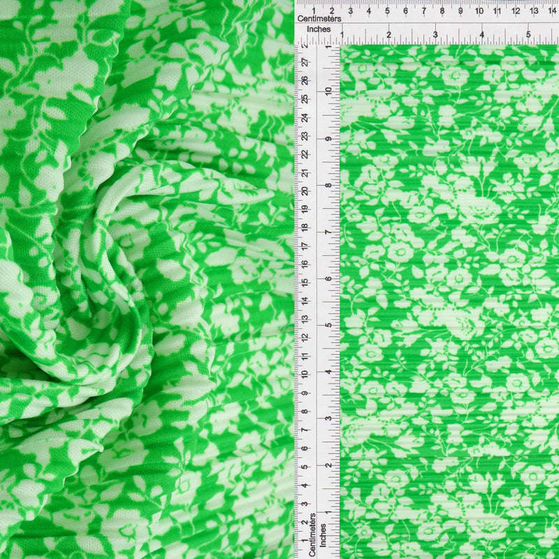 Floral Printed Interlock Knit Green