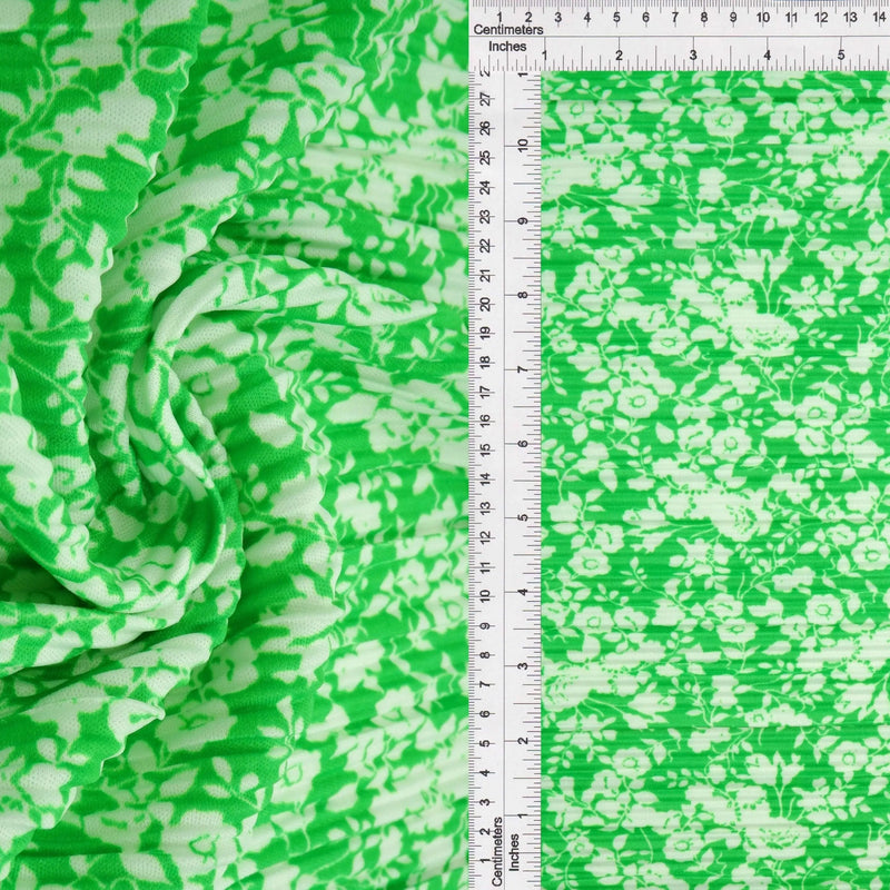 1 Yard Pleated Bodre Interlock Knit Fabric Ditsy Floral Print 57/58 Inches Wide