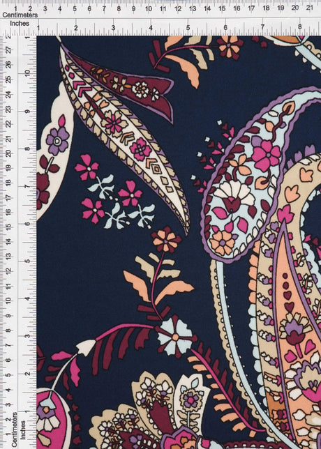 1 Yard DTY Paisley Print Fabric Soft Lightweight & Stylish Stretch Knit, 58/60" Wide