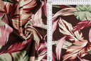 Brushed Leaf Print DTY Knit Fabric Brown