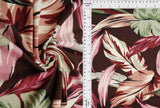 Brushed Leaf Print DTY Knit Fabric Brown