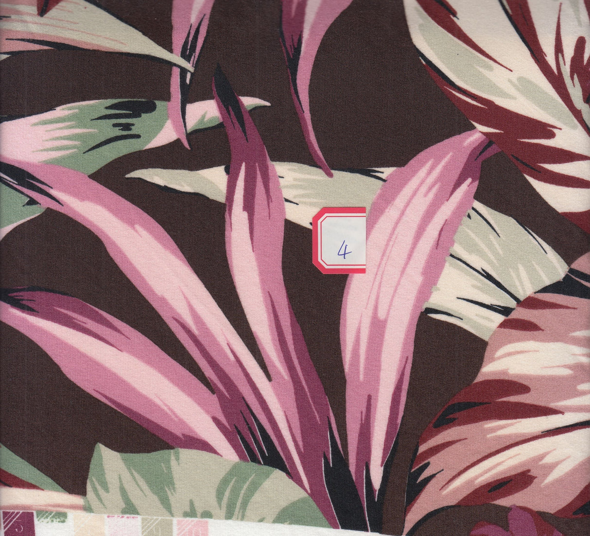 Brushed Leaf Print DTY Knit Fabric Brown