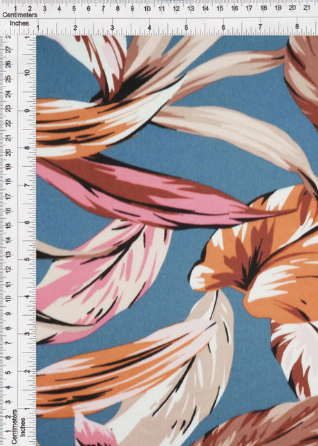 1 Yard Leaf Print Brushed DTY Knit Fabric 96% Polyester, 4% Spandex 58/60" Wide