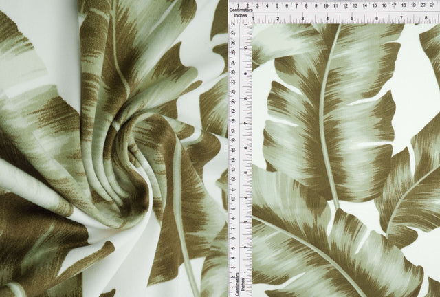 Leaf Print Stretch Knit Fabric Sage