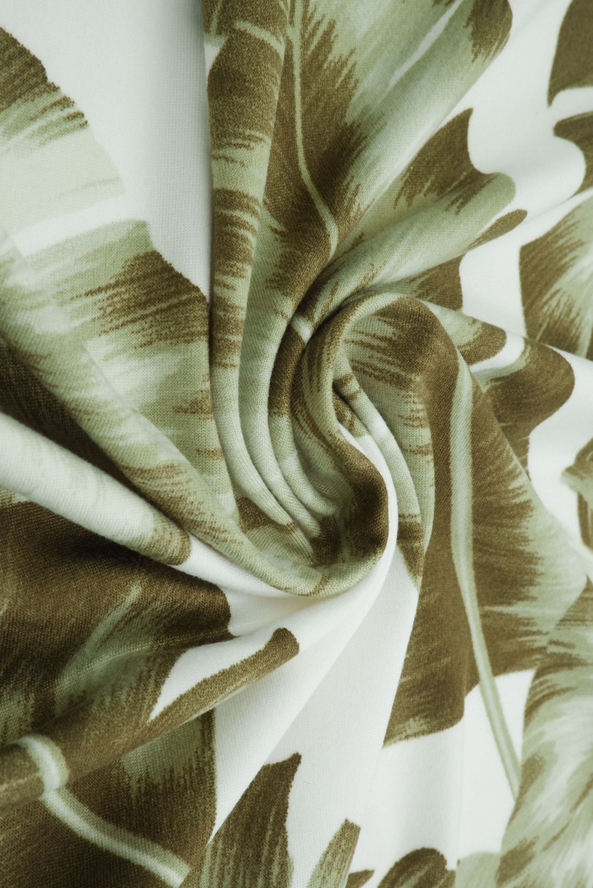 Leaf Print Stretch Knit Fabric Sage