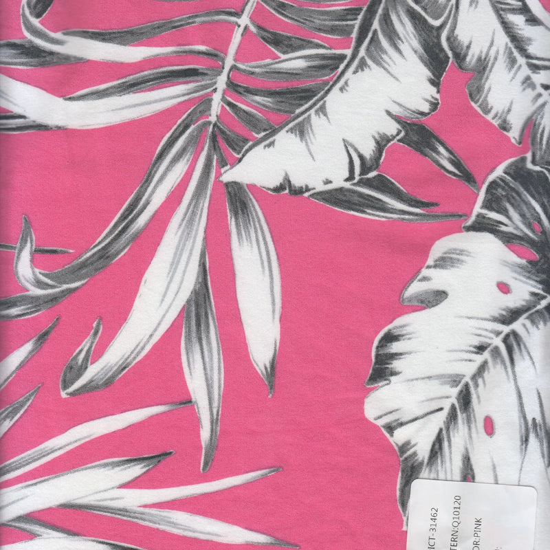 1 Yard Tropical Hawaiian Leaf DTY Brushed Knit Fabric Soft Stretch Polyester Spandex 58/60 Inches Wide