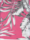 1 yarda de tela de punto cepillada DTY con estampado de hojas tropicales hawaianas, poliéster y spandex suave y elástico, ancho de 58/60 pulgadas