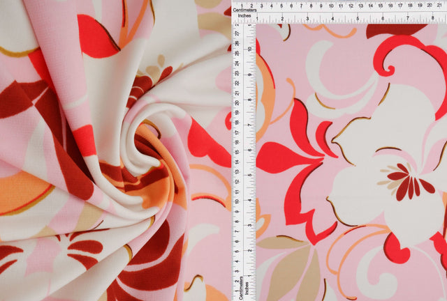 Floral ITY Knit Fabric Pink