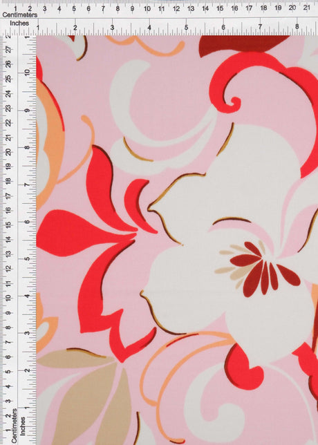 1 Yard Korean ITY Floral Print Knit Fabric 200 GSM, 58/60? Wide Polyester Spandex Blend Pink