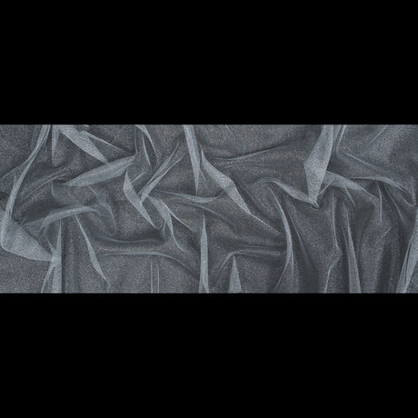 Metallic Tulle - Silver on White