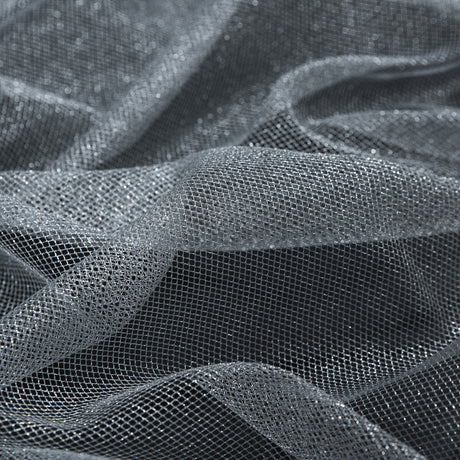 Metallic Tulle - Silver on White