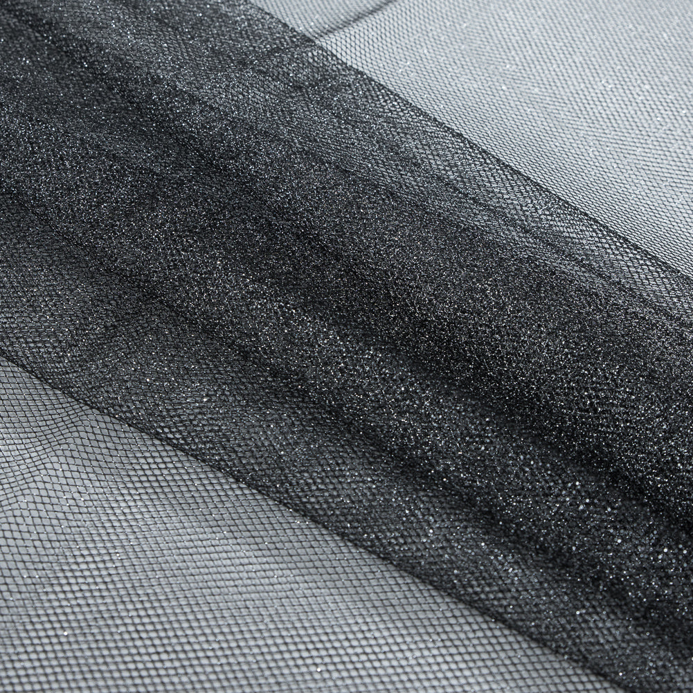 Metallic Tulle - Silver on Black