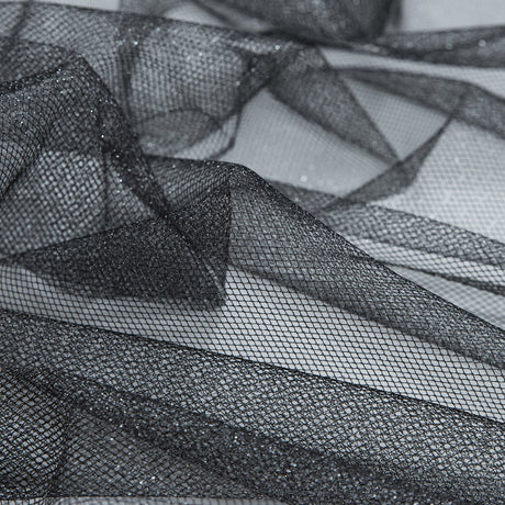Metallic Tulle - Silver on Black