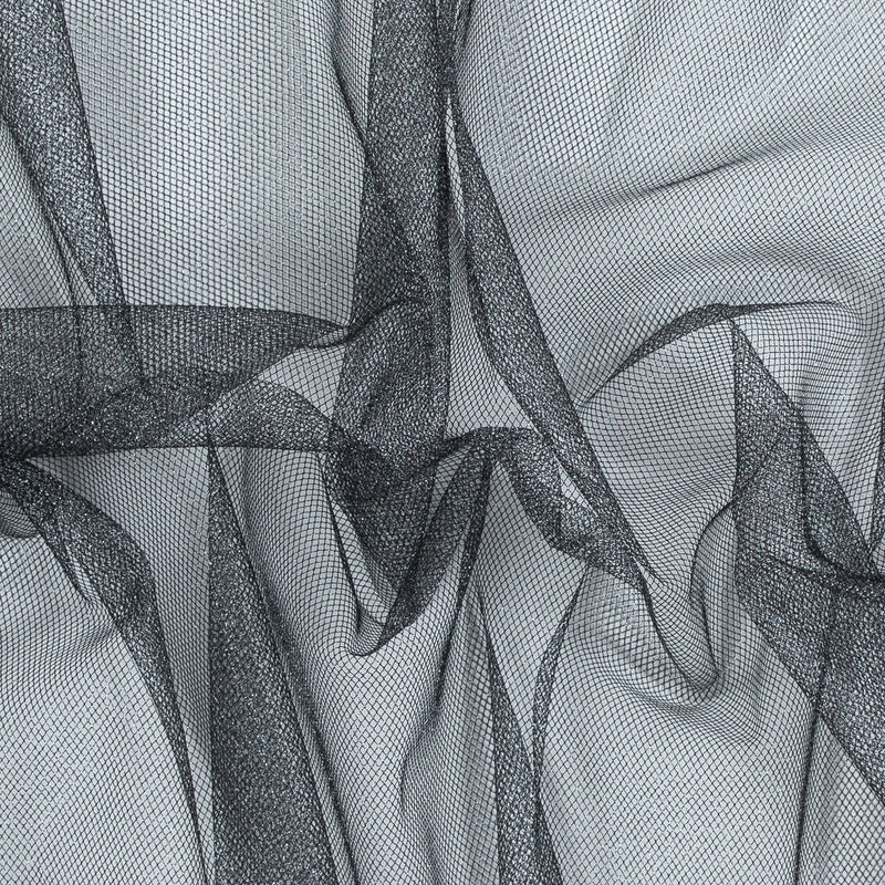 Metallic Tulle - Silver on Black