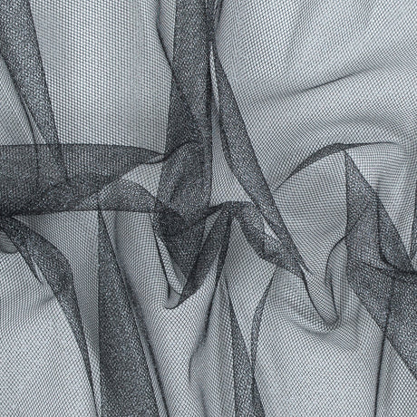 Metallic Tulle - Silver on Black