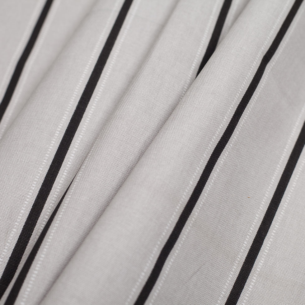 Slate Striped Cotton Canvas