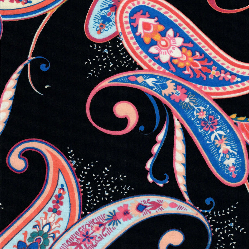 1 Yard Korean ITY Paisley Print Knit Fabric, 58/60″ Wide Polyester Spandex Blend
