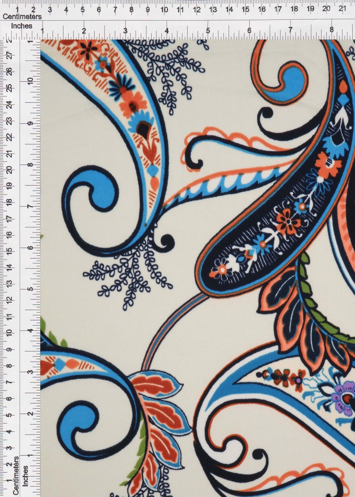 1 Yard Korean ITY Paisley Print Knit Fabric 200 GSM, 58/60? Wide Polyester Spandex Blend