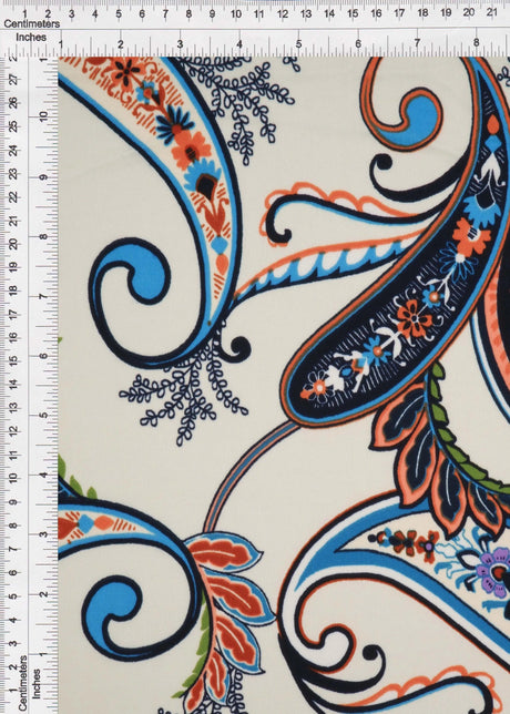 1 Yard Korean ITY Paisley Print Knit Fabric 200 GSM, 58/60? Wide Polyester Spandex Blend