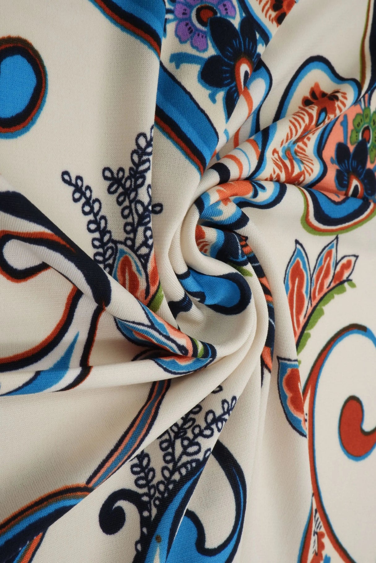 1 Yard Korean ITY Paisley Print Knit Fabric 200 GSM, 58/60? Wide Polyester Spandex Blend