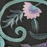 Embroidered Tulle Panel - Metallic Aqua and Fuchsia Floral