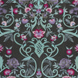 Embroidered Tulle Panel - Metallic Aqua and Fuchsia Floral