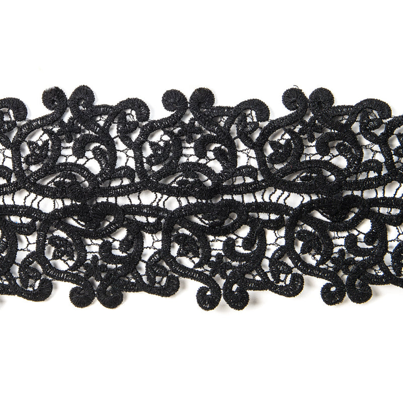 4" Metallic Black Lace Trim