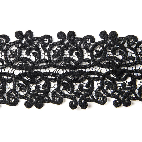 4" Metallic Black Lace Trim