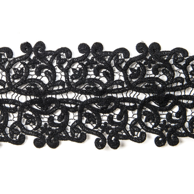 4" Metallic Black Lace Trim
