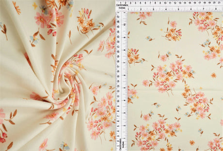 1 Yard Ditsy Floral Print Brushed DTY Knit Fabric 96% Polyester 58/60" Wide