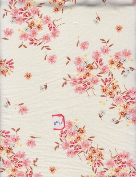 1 Yard Brushed DTY Ditsy Floral Print Knit Fabric 170 GSM, 58/60'' Wide Polyester Spandex Blend