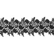Metallic Black 3D Floral Lace Trim - 4"