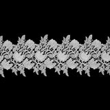 4" Metallic White 3D Floral Lace Trim