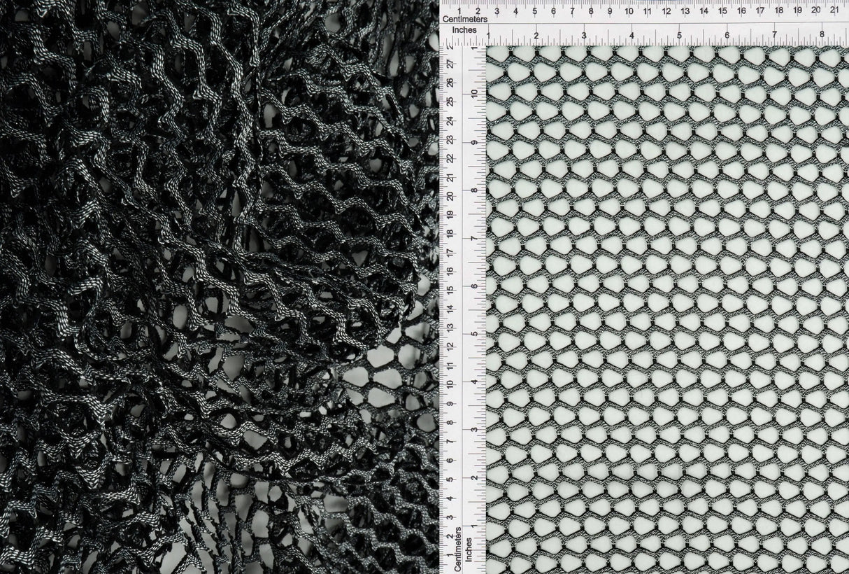 1 Yard Lurex Fishnet Mesh Fabric, 58/60? Wide Polyester Spandex Blend