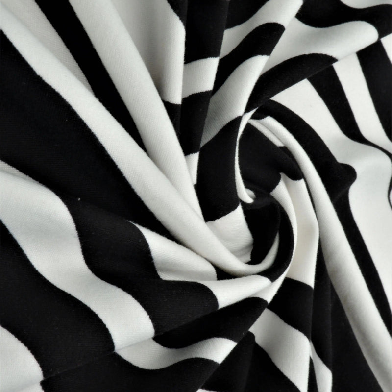 1 Yard Black Ivory Zebra Print Brushed DTY Knit Fabric 58/60" Wide