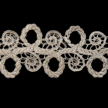 2.5" Metallic Silver Lace Trim