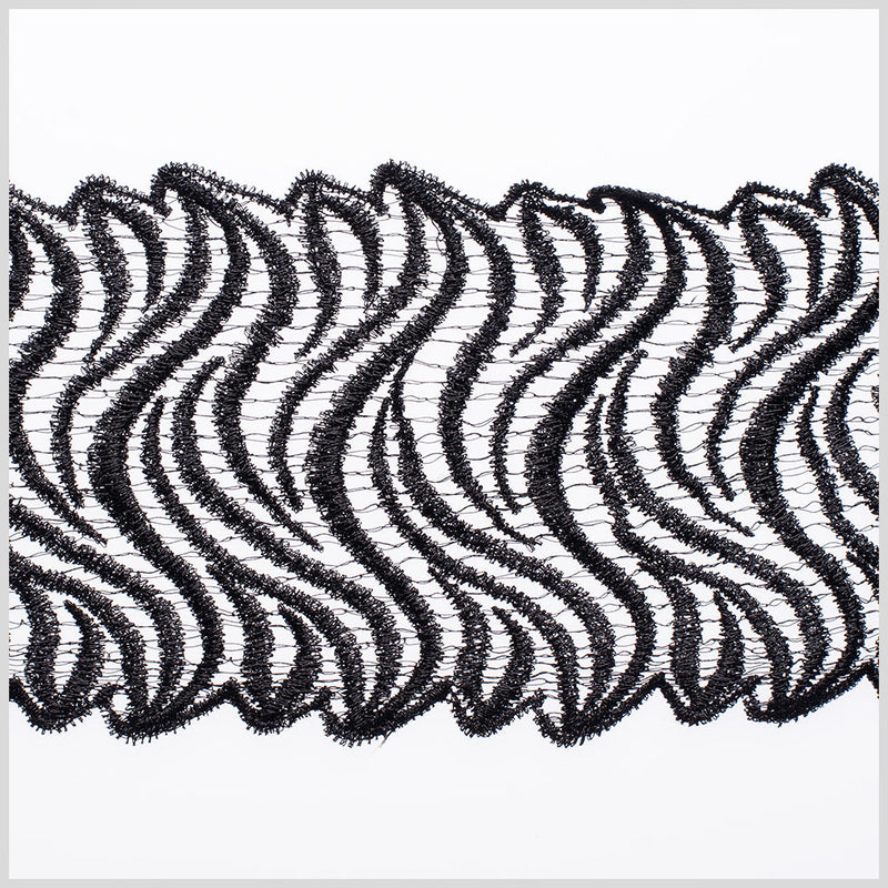3.5" Metallic Black Lace Trim