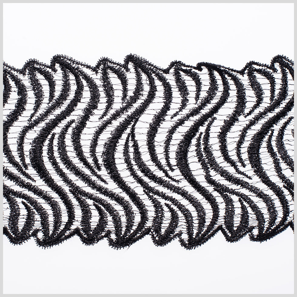 3.5" Metallic Black Lace Trim