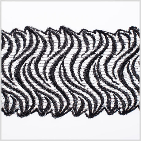 3.5" Metallic Black Lace Trim