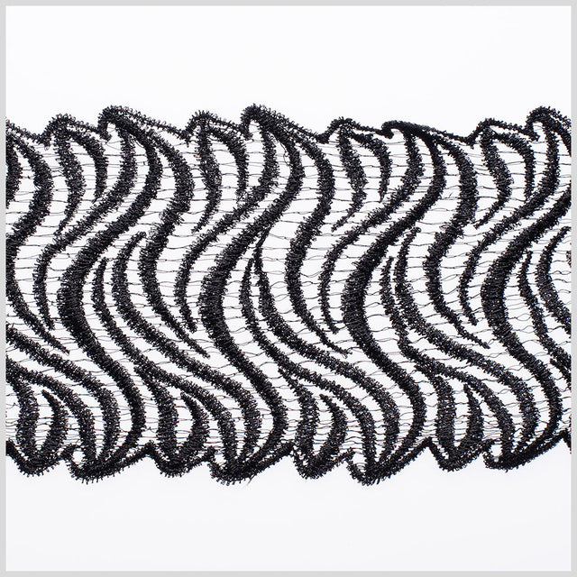 3.5" Metallic Black Lace Trim