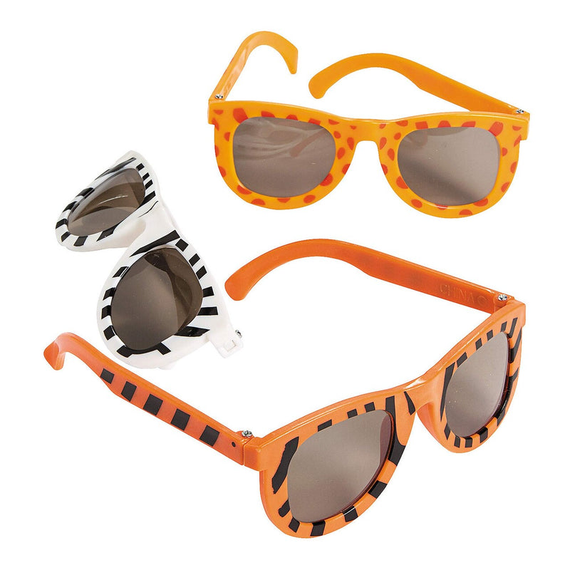 5" x 4 3/4" Kids Wild Animal Print Style Sunglasses - 12 Pc.