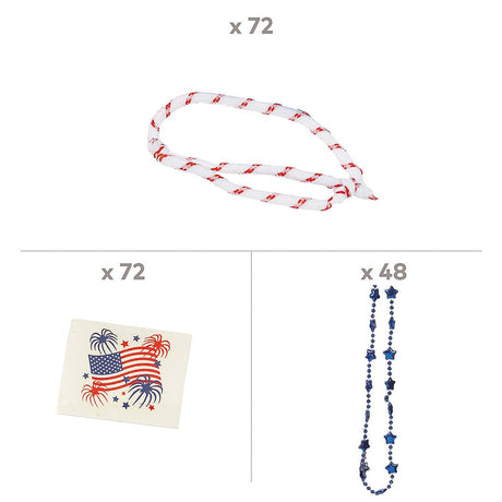 Bulk 192 Pieces Value Patriotic Wearables & Accessories Kit