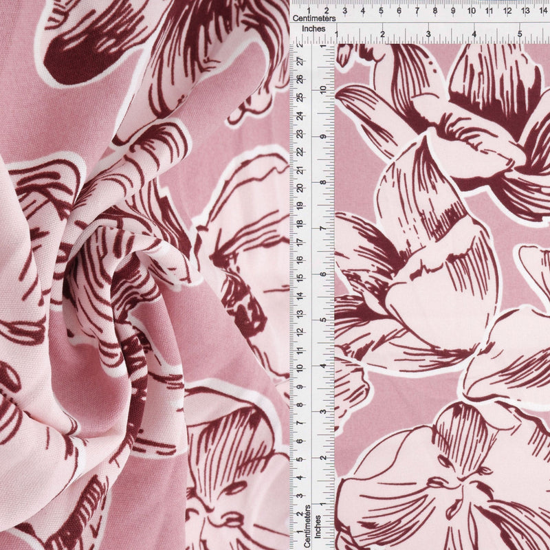 Floral Printed Woven Fabric Mauve