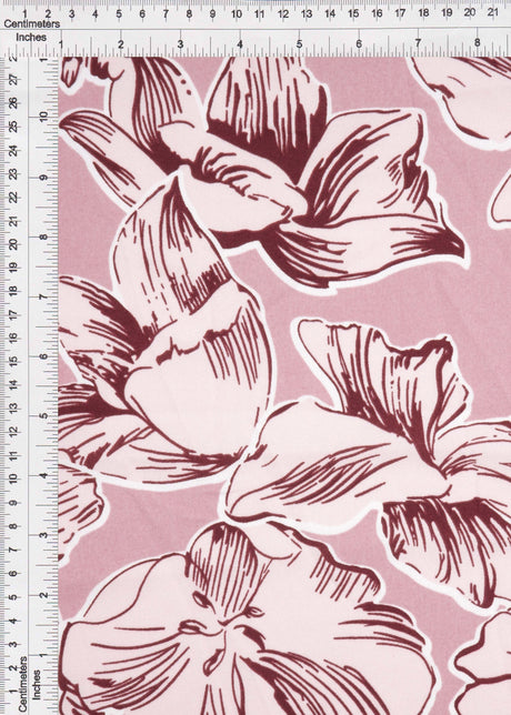 Floral Printed Woven Fabric Mauve